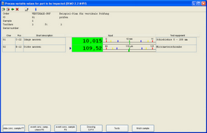 Process variables values for part to be inspected Process variables values for part to be inspected